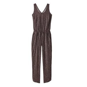 Patagonia Fleetwith Romper Jumpsuit Woman L Brown Floral Stretch Pocket Gorpcore